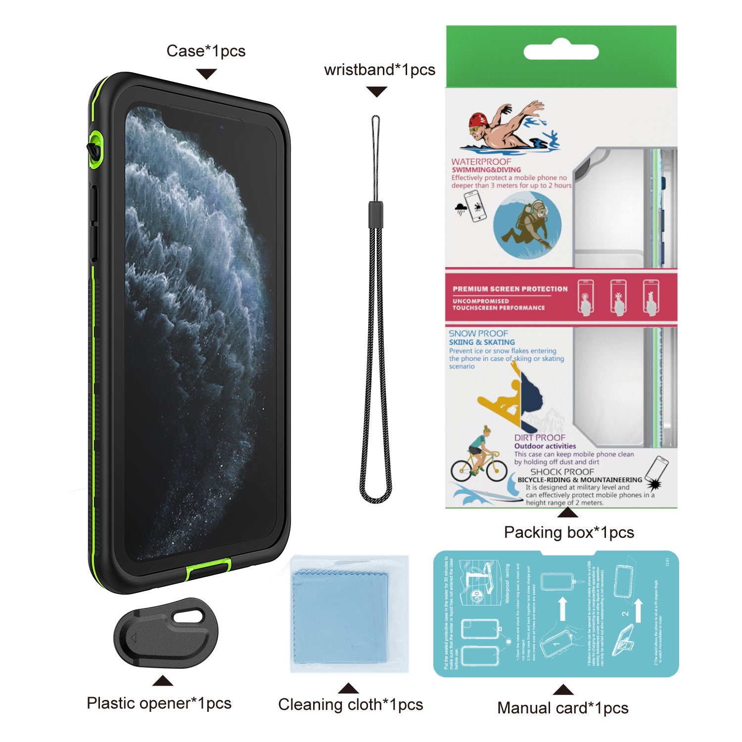 Til iPhone 11 Pro Max undervandsdykning beskyttende etui TPU PC PET IP68 vandtæt telefoncover Til iPhone 11 Pro Max undervandsdykning beskyttende etui TPU PC PET IP68 vandtæt telefoncover